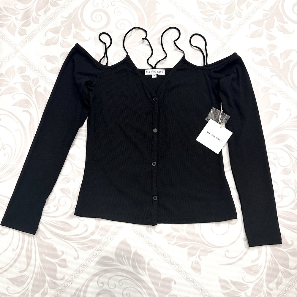 NWT All The Ways Strappy Black Top M
